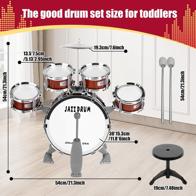 OoneWiser Store Kids Drum Set for Toddlers 1-3 3-5 - Musical Instruments Toys Drum Kit 9 Pcs with Stool, Birthday Musical Toys for Toddlers 2 3 4 5 Year Old Boys Girls - Image 3